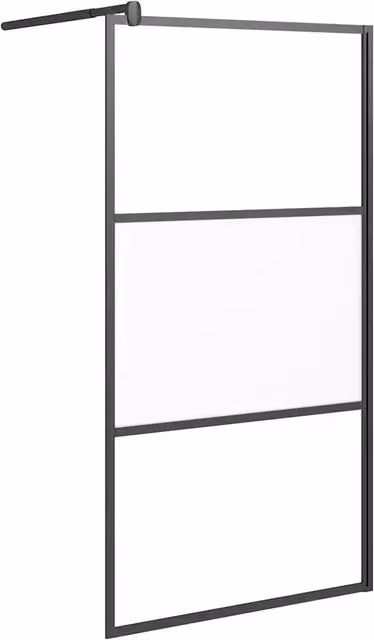Parete Doccia Walk in DESIGN IN CFW8445848 in Vetro Semi Smerigliato con Profilo Nero L: 100 cm, H: 195 cm