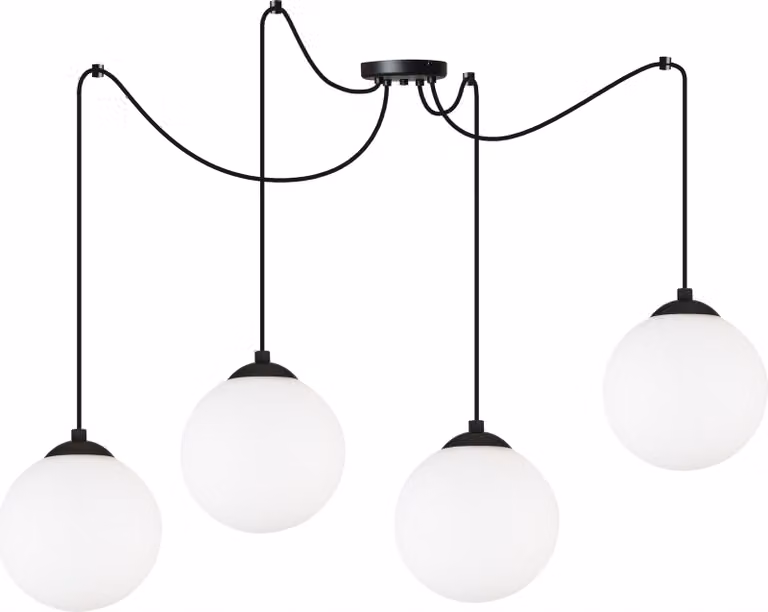 Lampada a sospensione a forma di ragno con sfere nere da 15 cm – Lampada a sospensione LED moderna dal design elegante