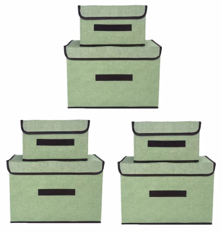 Contenitori pieghevoli con coperchio, confezione da 6, colore verde chiaro