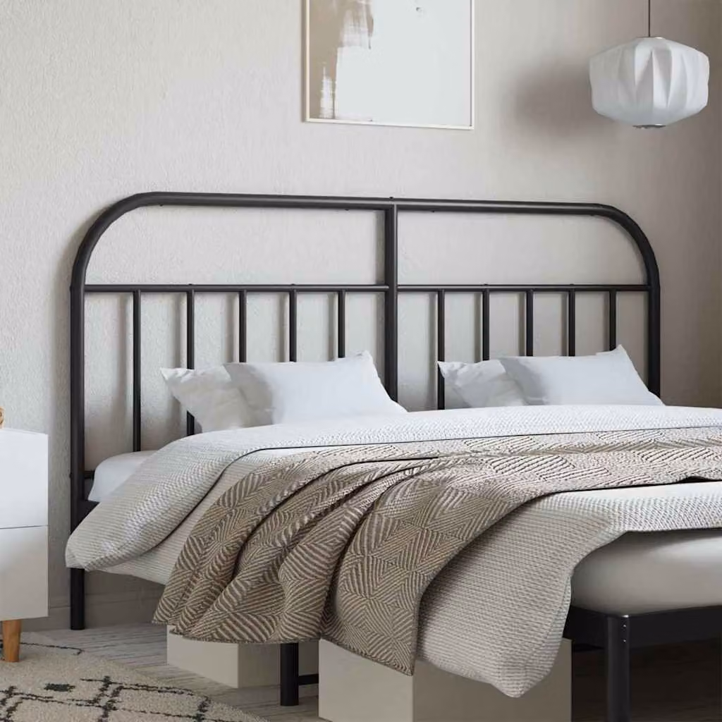 Testiera di ricambio in metallo nero lacca vidaXL per letto 160x200 cm