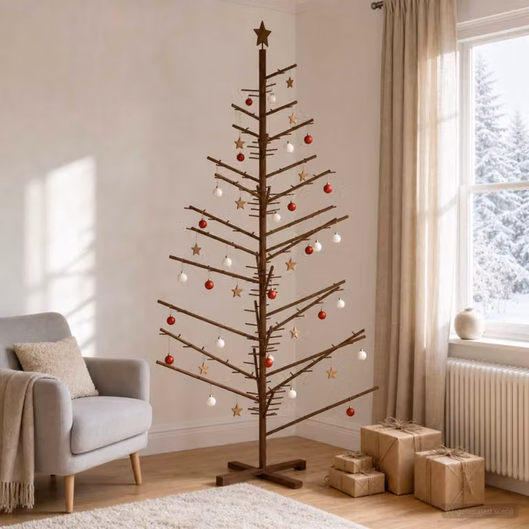 vidaXL Albero di Natale in legno 210 cm Bambù e legno di pino massello