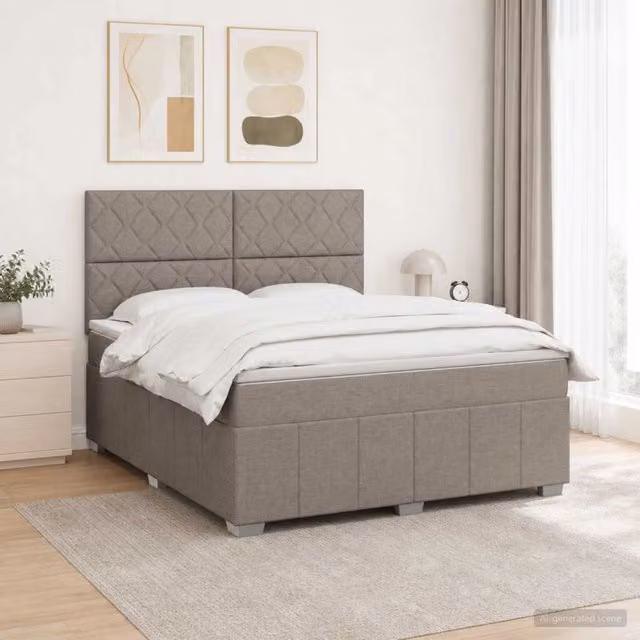Letto box spring con materasso a molle insacchettate vidaXL, colore beige, L/P: 160 x 200 cm