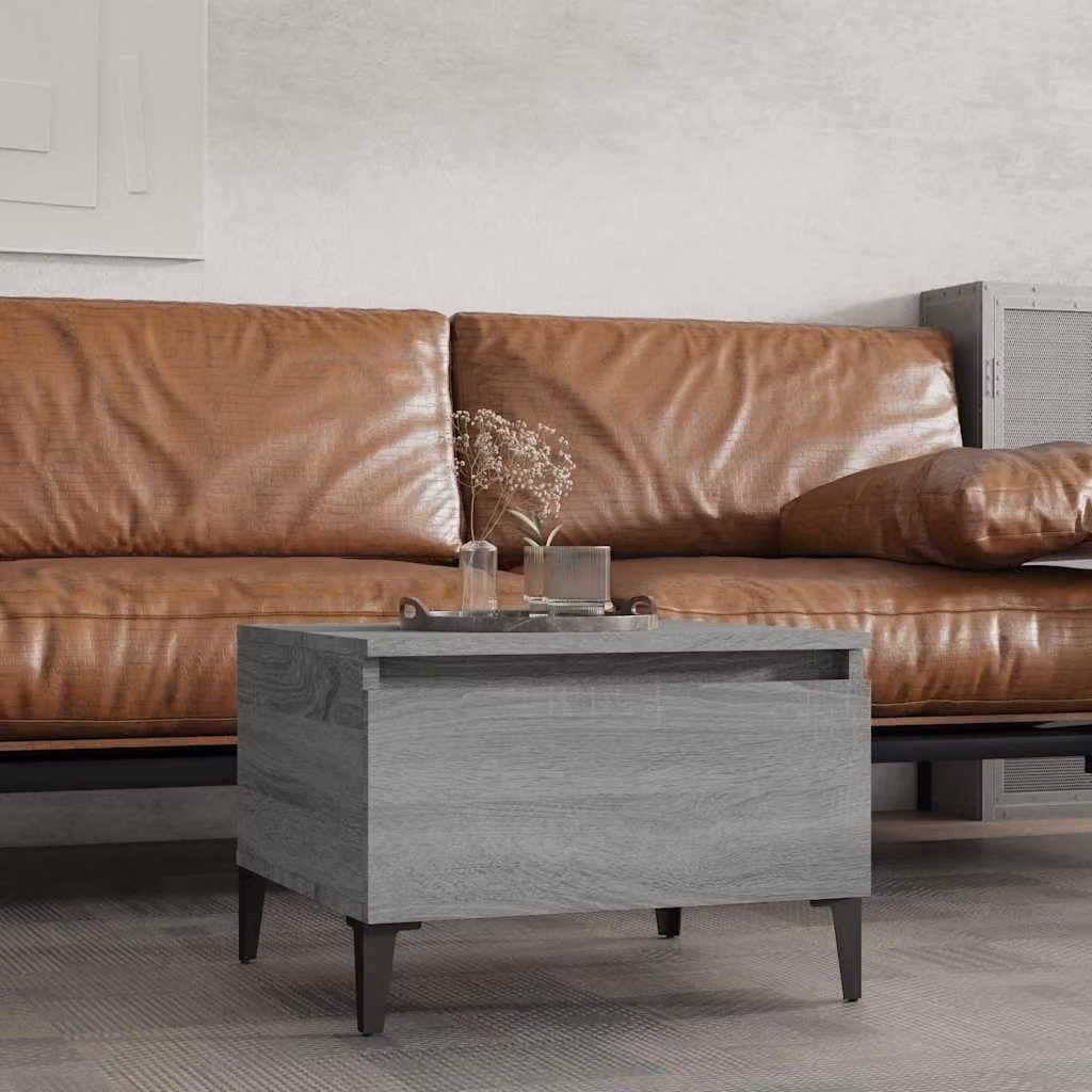 Tavolino da soggiorno vidaXL in stile industriale, colore grigio, L 50 cm x P 46 cm x H 35 cm