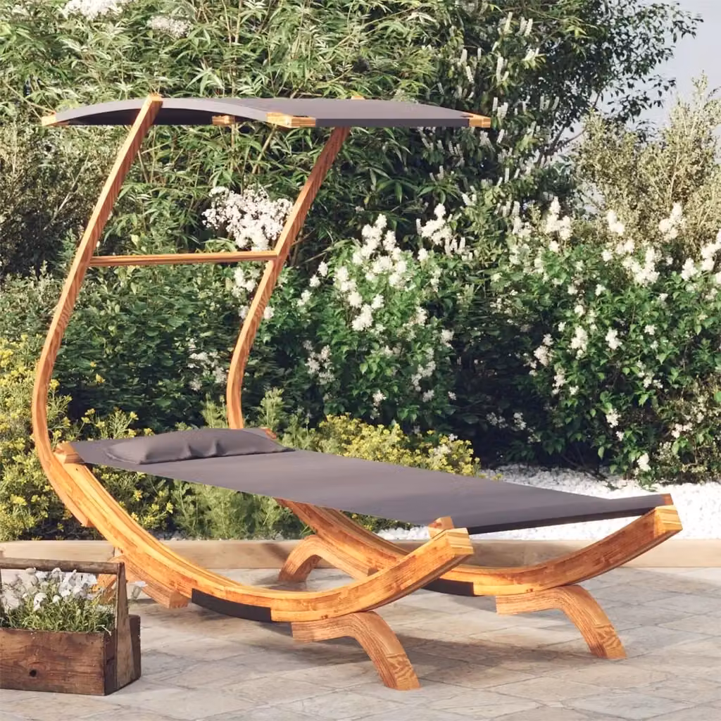 Lettino con Tettuccio in Legno Curvato Antracite L: 100 cm, P: 190 cm, H: 134 cm – 2