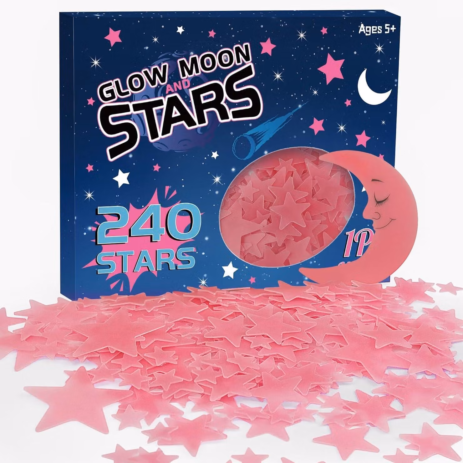 Set di stelle luminose 3D, composto da 241 pezzi, autoadesive, adatte per pareti e soffitti