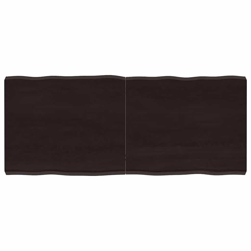 Piano Tavolo in Rovere con Bordo Naturale Marrone Scuro vidaXL L: 120 cm, P: 50 cm, H: 2-6 cm