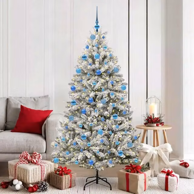 Albero di Natale artificiale moderno vidaXL verde con 300 LED bianco caldo, Altezza: 180 cm – 1