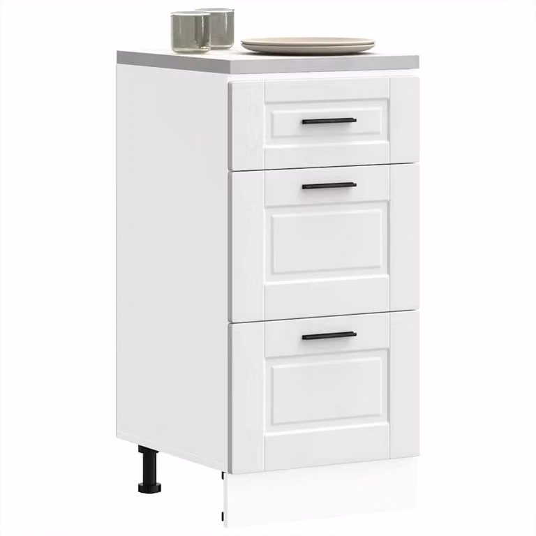 Base da cucina moderna vidaXL Porto Bianco in legno e MDF con cassetti interni L: 46,0 cm, P: 40,0 cm, H: 81,5 cm