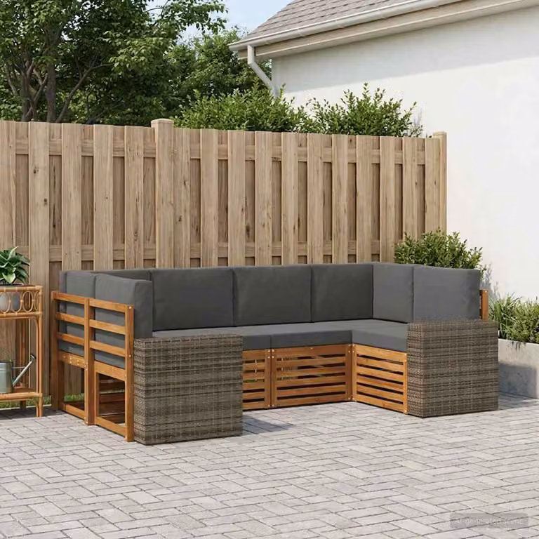 Set di divani da esterno vidaXL 6 pz in legno di acacia con cuscini beige e antracite