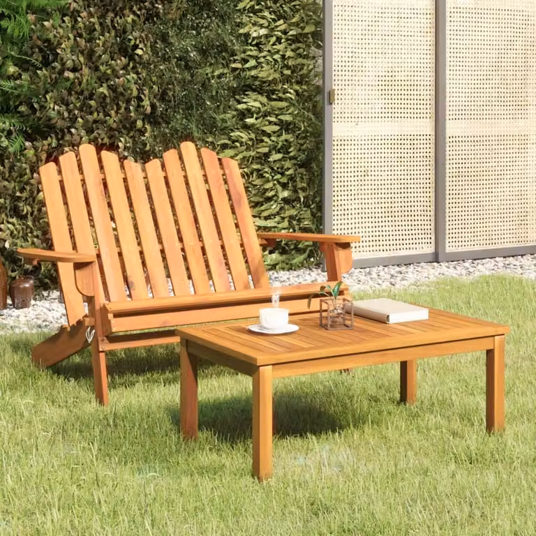 The Living Store Set salotto da giardino 2 pz. Set salotto da giardino Adirondack in legno massiccio di acacia