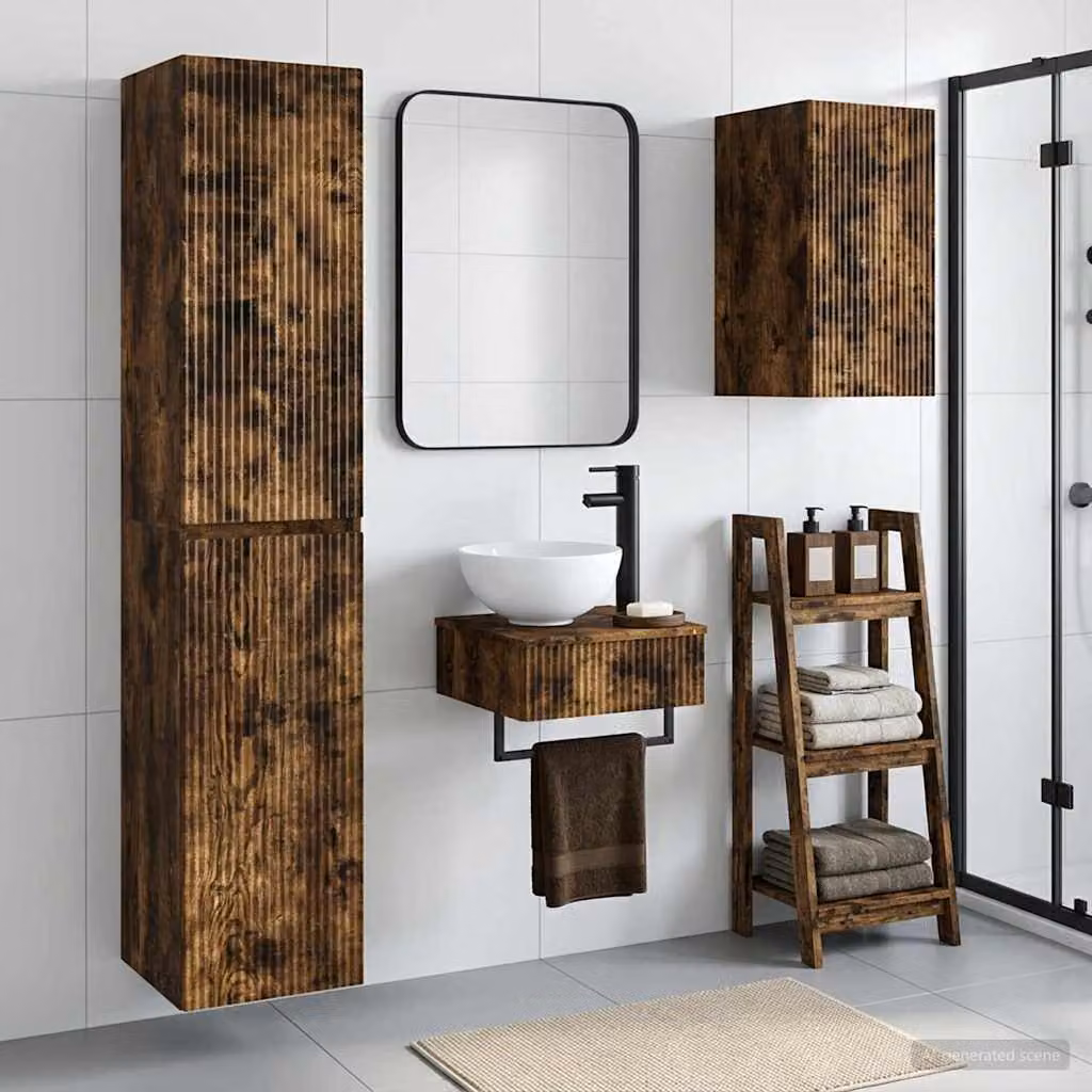 Set di mobili per il bagno moderno vidaXL in 3 pezzi, colore marrone, L/P/H: 33 x 34,5 x 160 cm