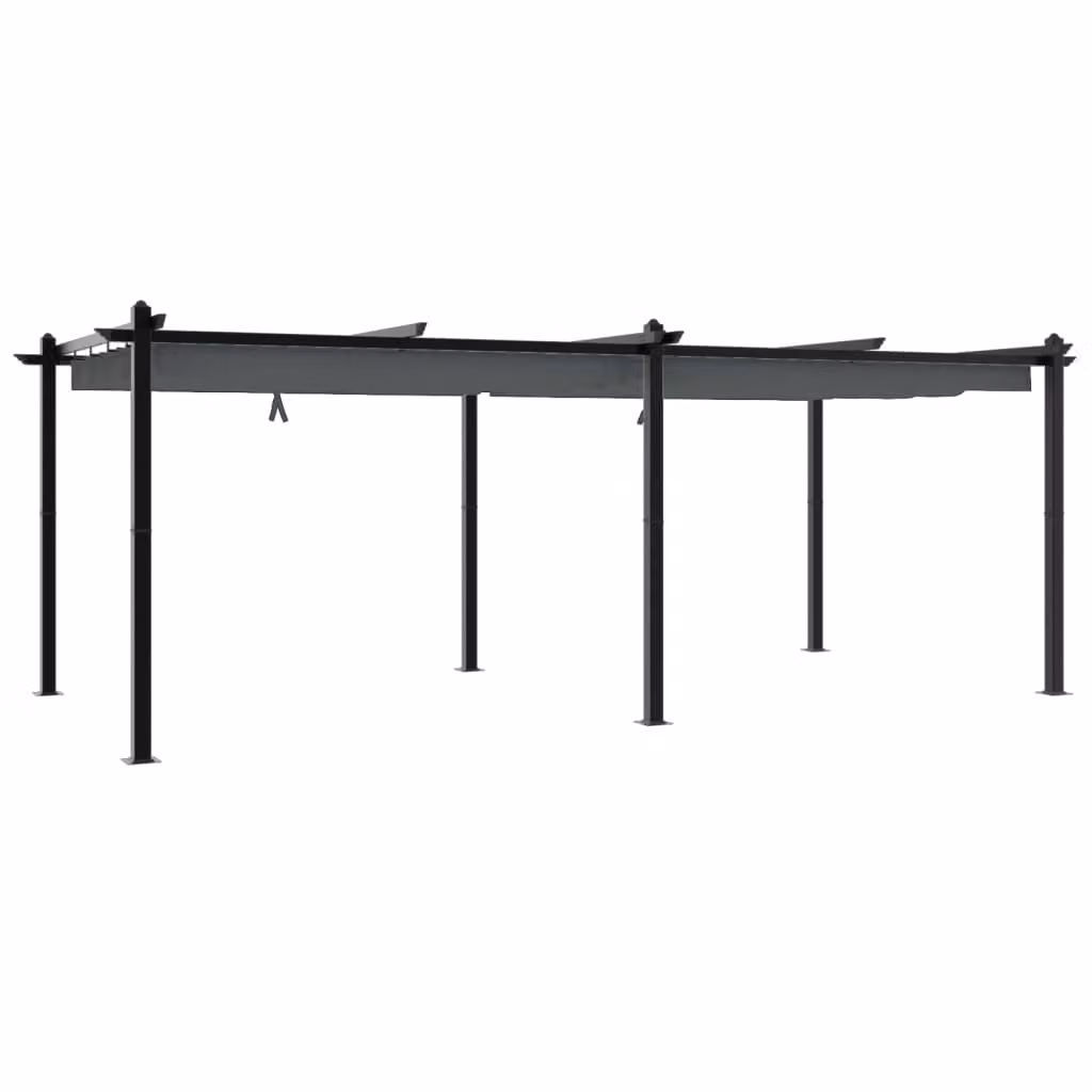 Gazebo Giardino con Tetto Retrattile Antracite 3x6 m Alluminio