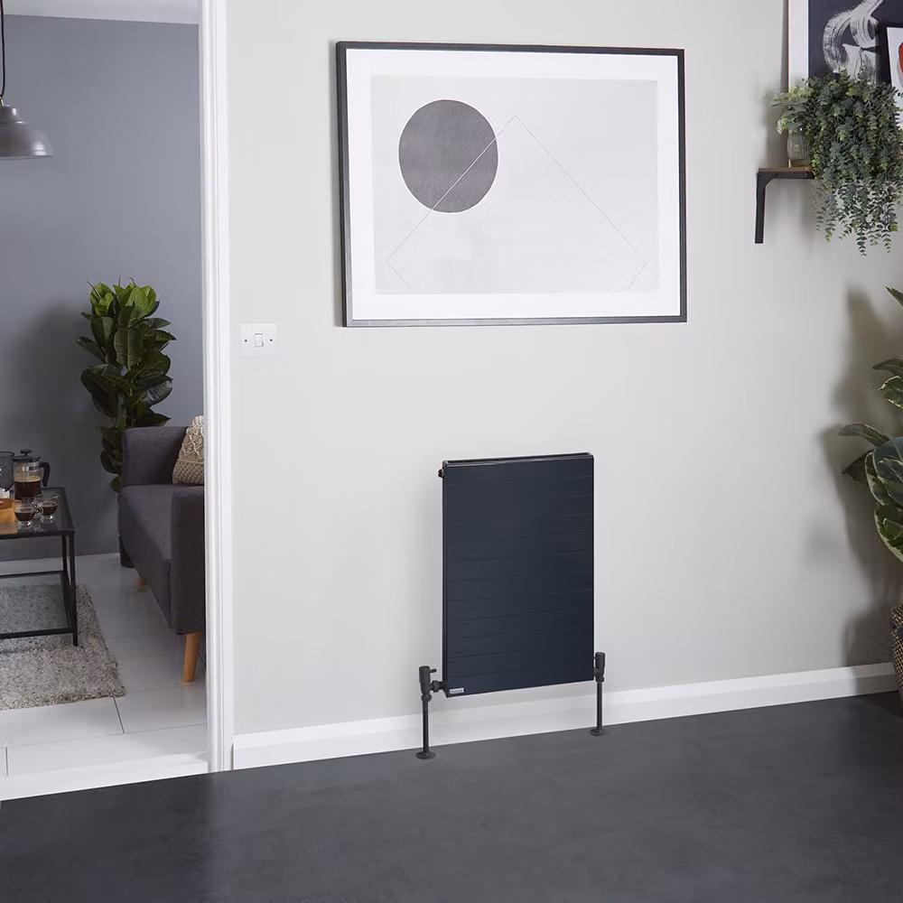 Radiatore Convettore Orizzontale a Pannello Singolo - Antracite - 600 x 400mm - Stelrad Vita Deco di Hudson Reed