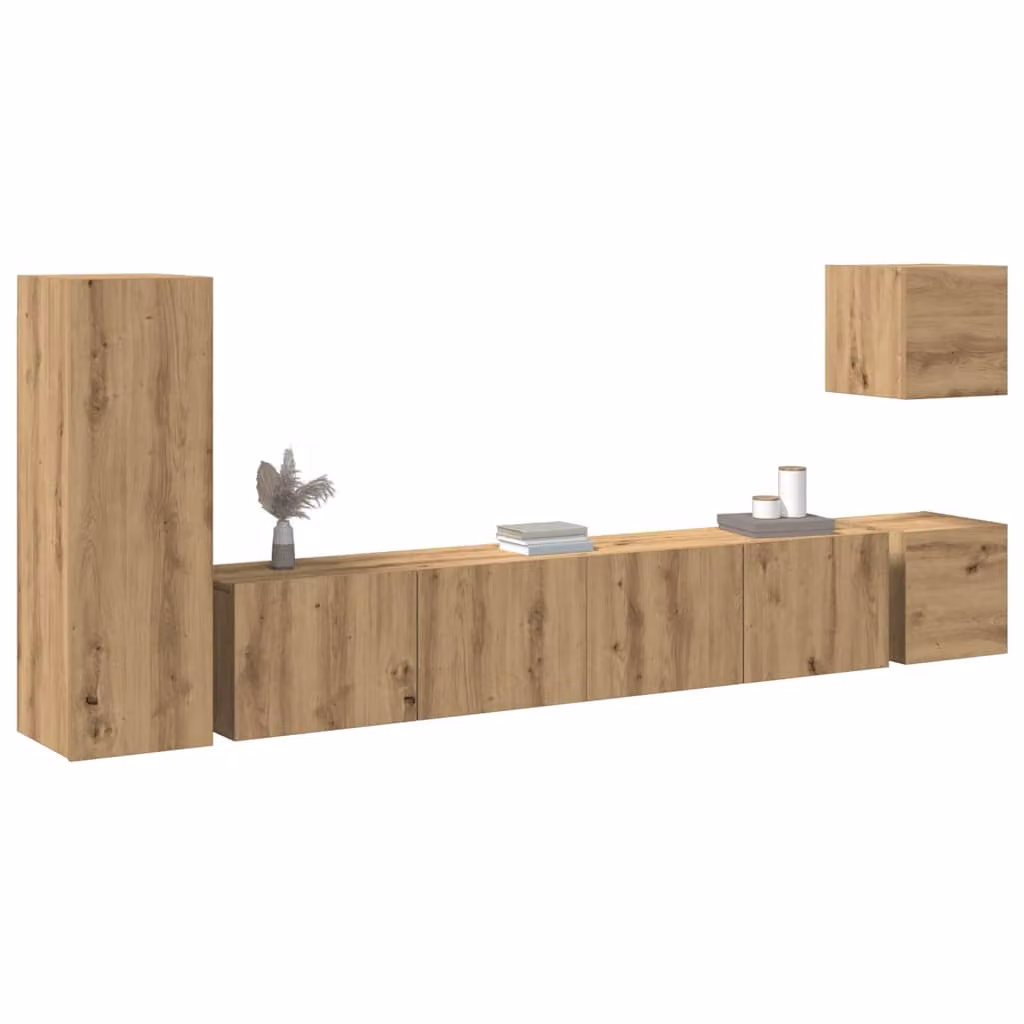 Set Mobile TV vidaXL in Legno Multistrato Rovere Marrone per Soggiorno