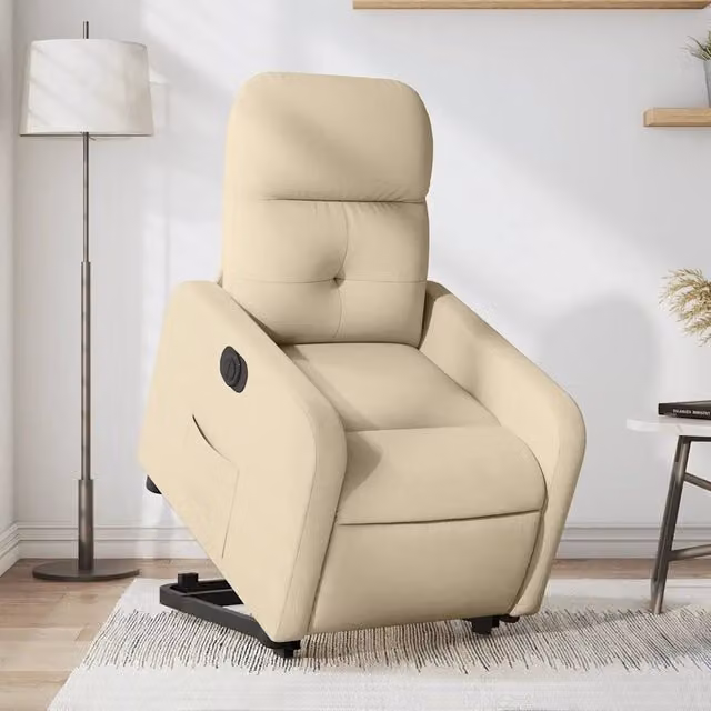 Divano Sedia-Poltrona Alzapersona Reclinabile Elettrica Crema in Tessuto 373856
