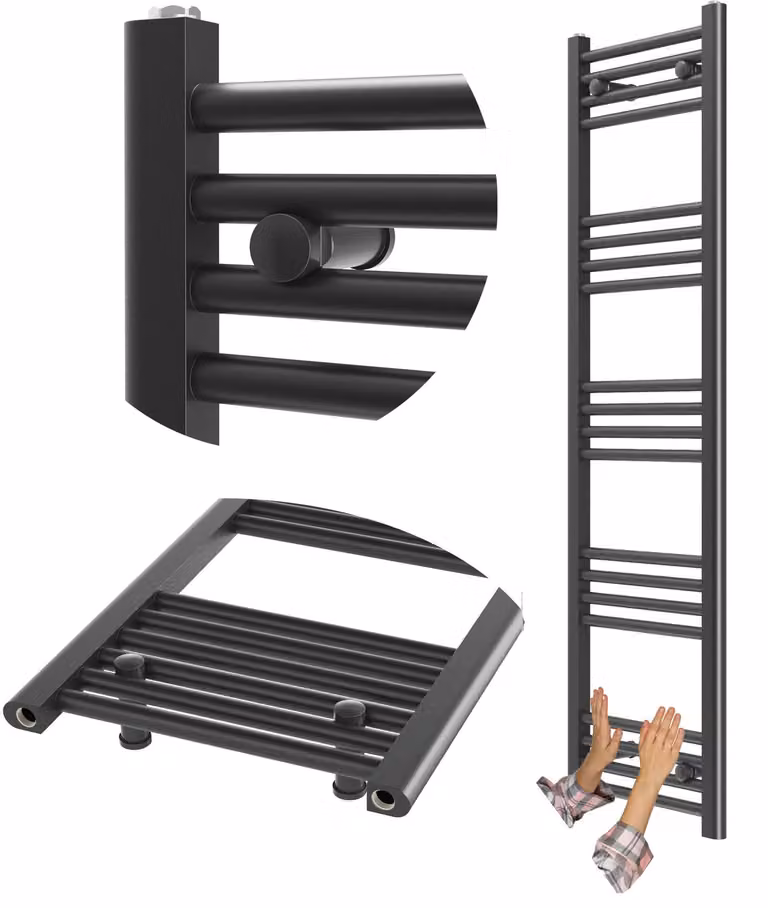 Granitan - Radiatore da bagno - Scaldasalviette - 40x140 cm - Nero - Scaldasalviette - BRENO