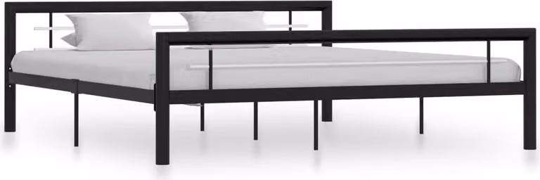The Living Store Struttura letto in metallo bianco e nero 180×200 cm