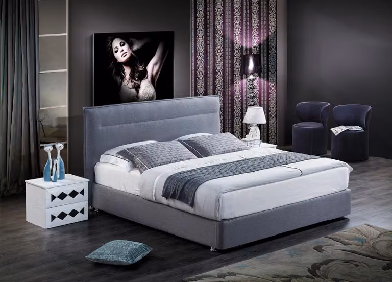 Luxus Boxspring Bett Stoff Hotel Blaue Betten Schlafzimmer Möbel Design Doppel