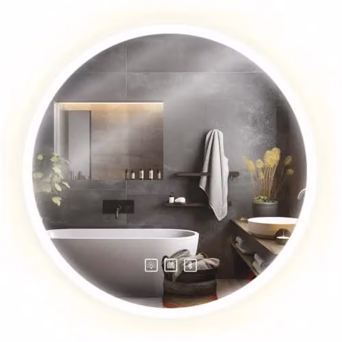 Rea Specchio LED BLUETOOTH FFJ 80cm Specchio Bagno moderno Rotondo (Cromo)