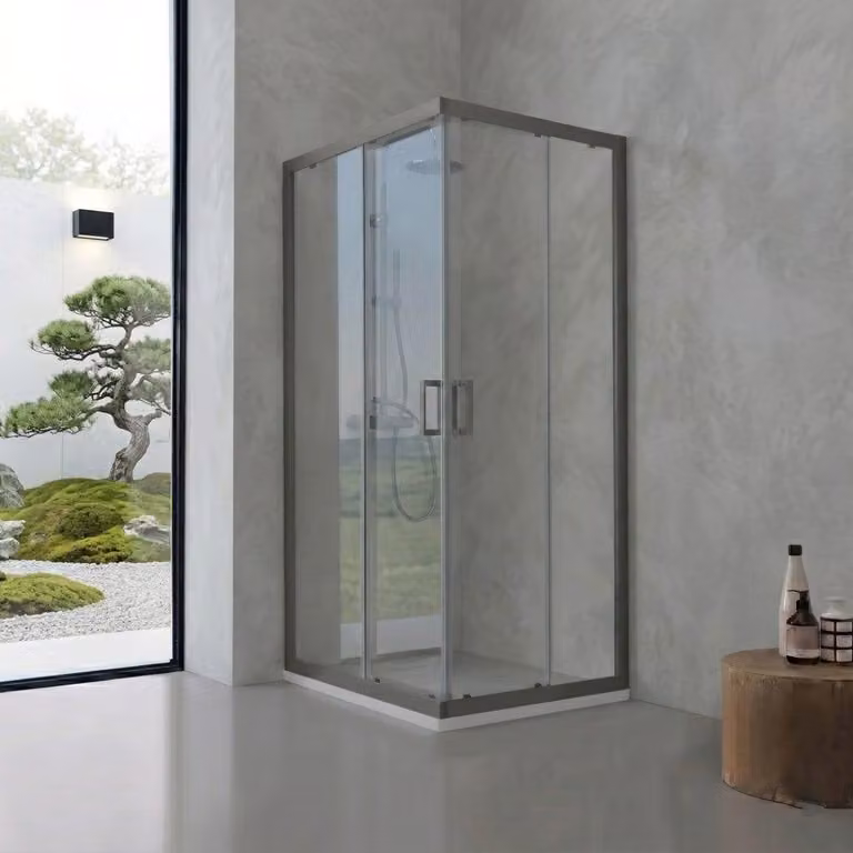 Box doccia 70x70 cm quadrato profili gun metal cristallo temperato trasparente | City