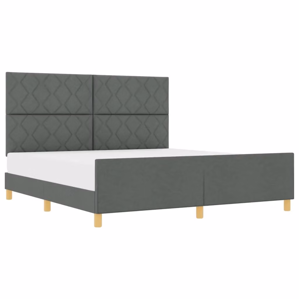 Struttura del letto moderna vidaXL in tessuto grigio con dettagli geometrici L/P/H: 207 x 180 x 151 cm – 2