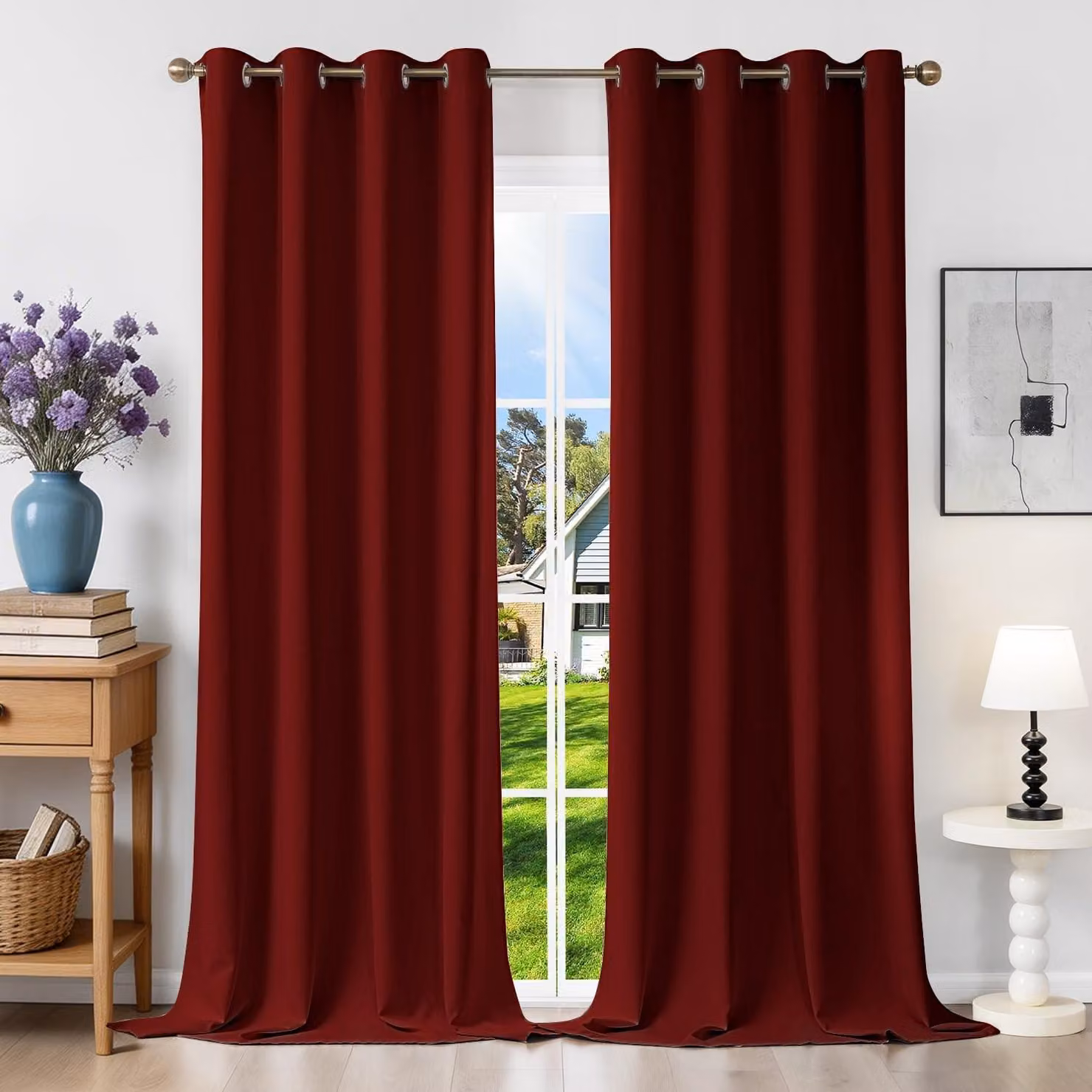 Tende oscuranti termiche, colore rosso - 140 x 260 cm, set da 2