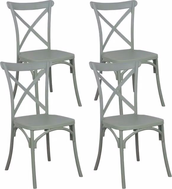 Oviala - Set di 4 sedie da giardino in plastica verde salvia
