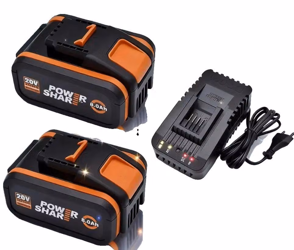 Batteria per utensili, alta capacità 8000mAh, compatibile con diversi modelli, 20V 8.0Ah x 2