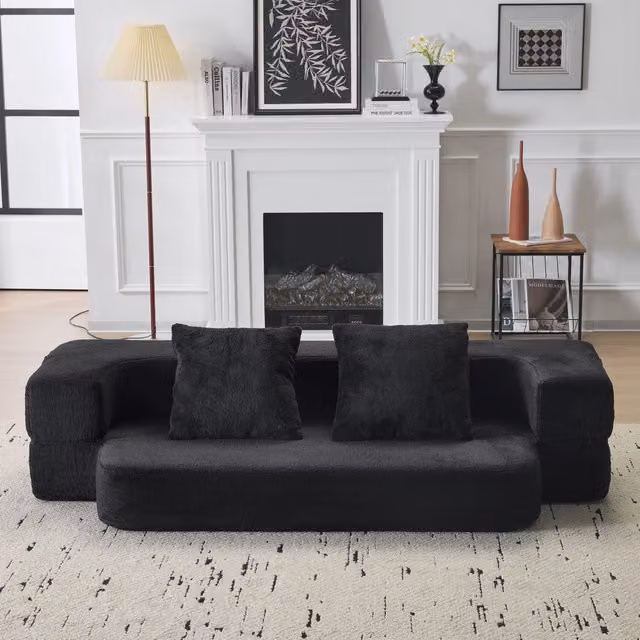 Divano letto moderno - Zephmum - Nero - Trasformabile, trasportabile, pronto all'uso