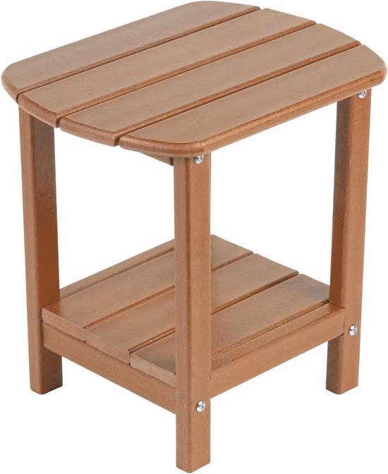 Tavolino da vino in plastica - Impermeabile - 41,9 cm - Finitura teak - Arredamento da esterno