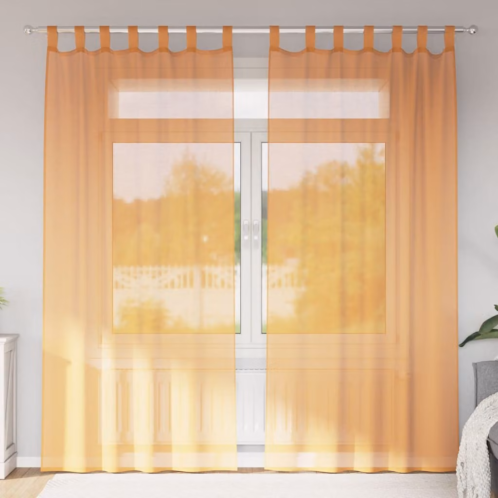Set di 2 tende in voile semi-trasparenti vidaXL arancioni con passanti, L 140 cm x H 225 cm