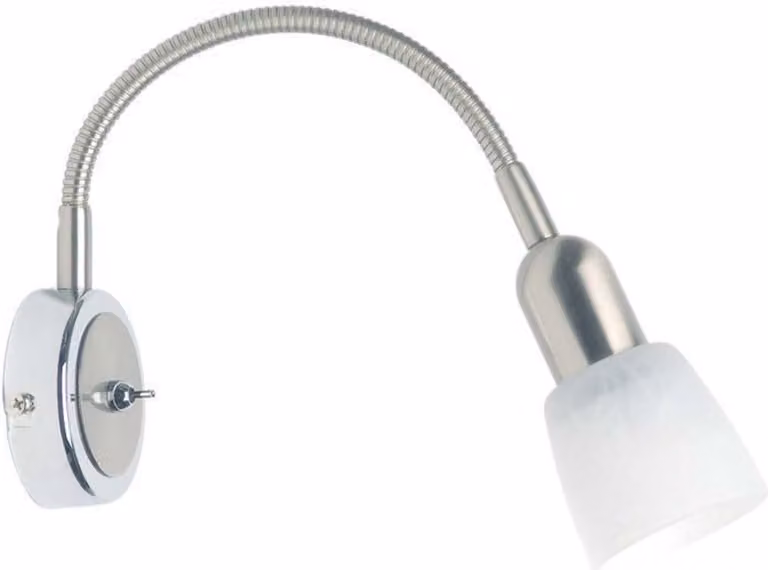 BRILLANTE spot a parete Sofia | semplice faretto a parete | metallo/vetro | cromo/bianco | braccio flessibile | 1x E14 max. 40 W