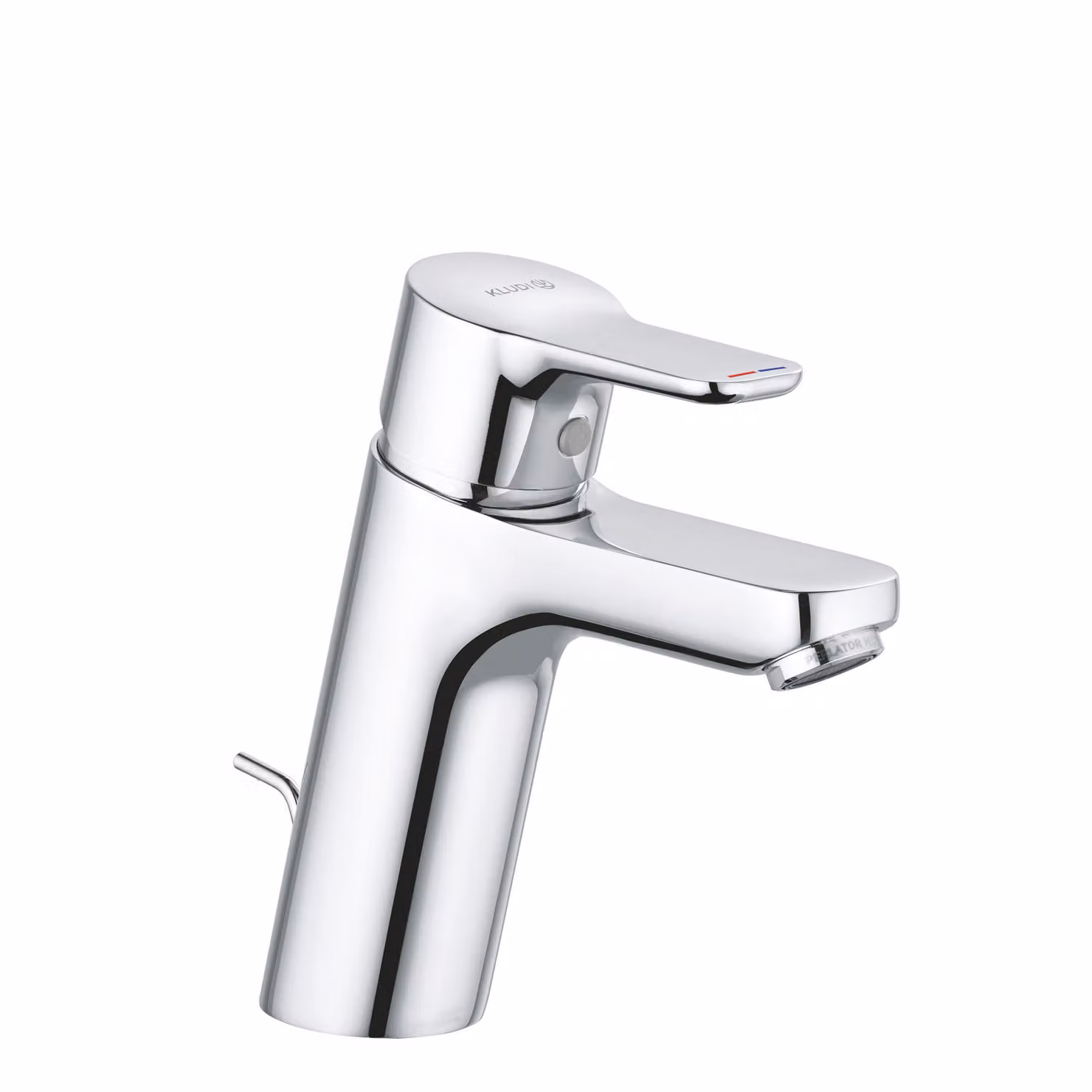 KLUDI PURE&EASY Mitigeur monocommandé pour lavabo, hauteur de bec 100mm, garniture d'écoulement en plastique, 3.8 l/min, chrome, 371900565WR5, 371900565WR5