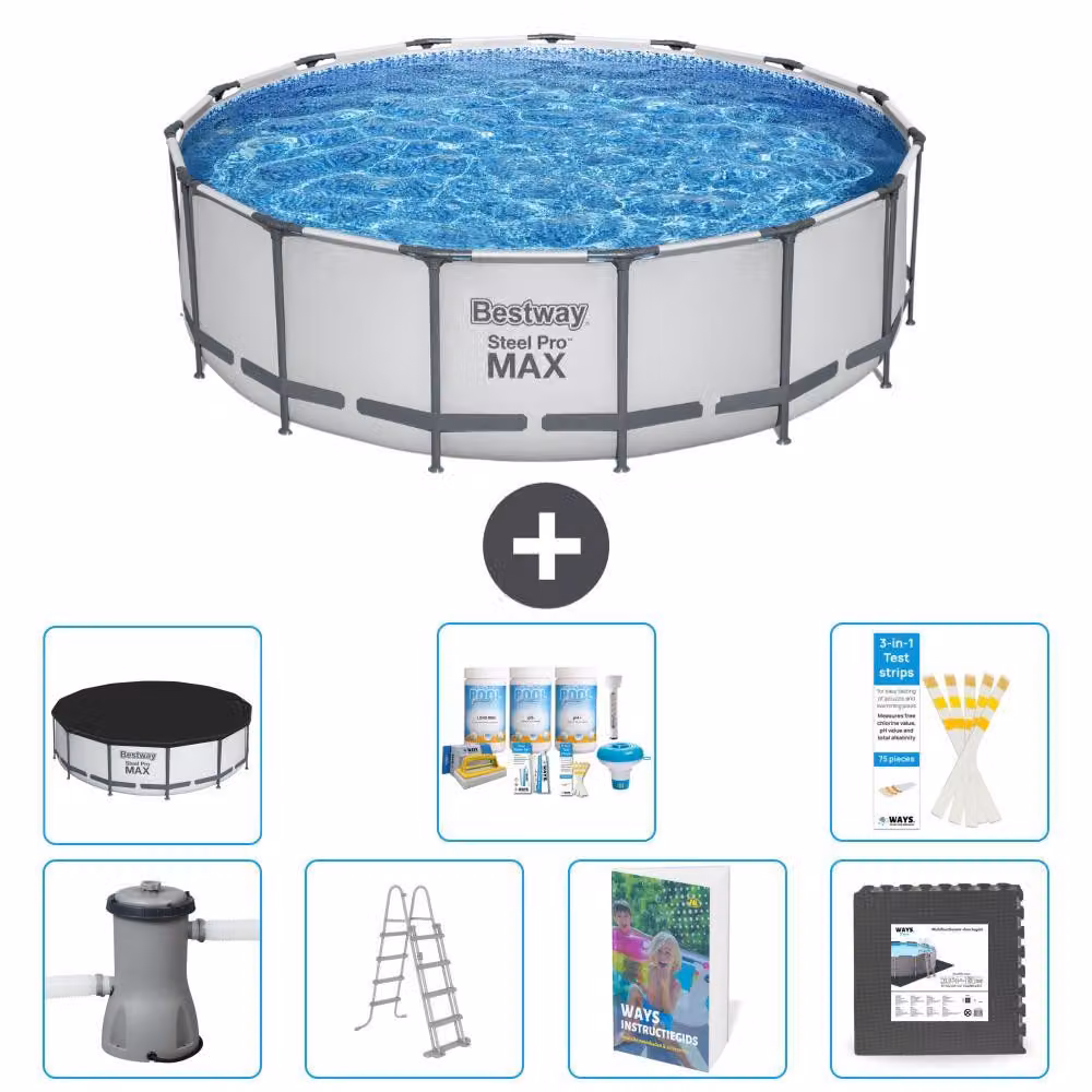 Piscina gonfiabile Bestway Steel Pro MAX, rotonda, 488x122 cm, composta da 6 parti, modello S581