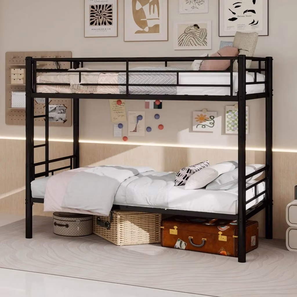Letto a castello Mivray convertibile in due letti separati con scala e barriere di protezione nero L: 196 cm, P: 103 cm, H: 156 cm – 2