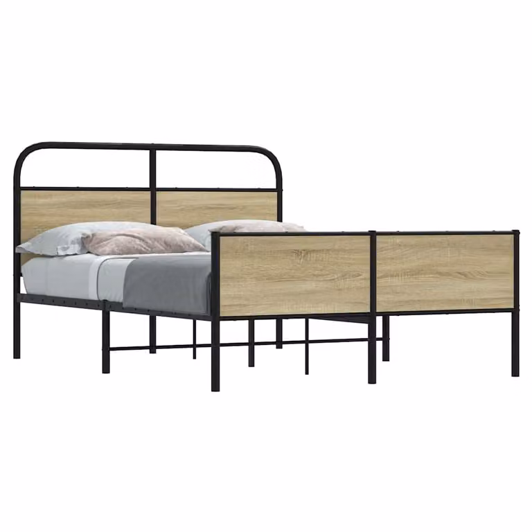 Giroletto vidaXL senza materasso in Rovere Sonoma e truciolato, L: 135 cm, P: 190 cm