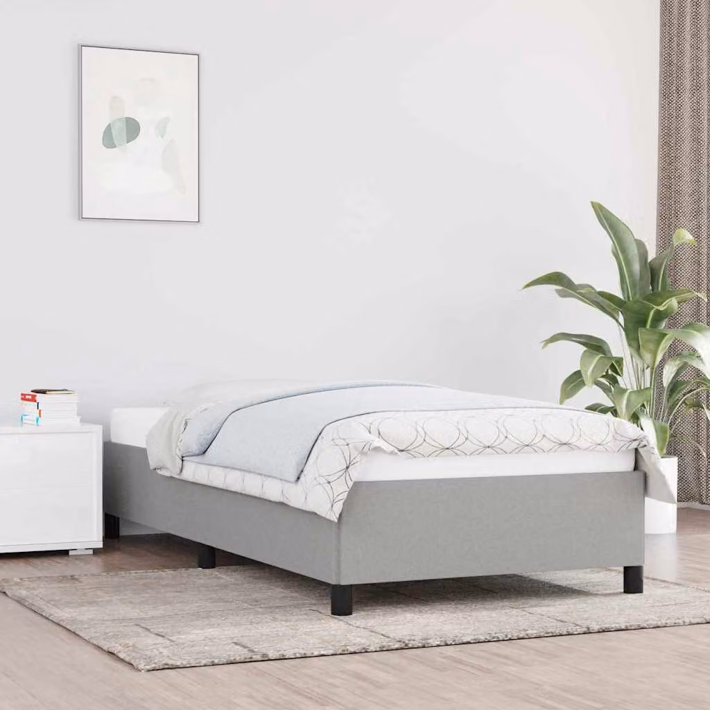 vidaXL Giroletto senza Materasso Grigio Chiaro con Telaio Imbottito e Doghe in Legno L/P: 90 x 200 cm