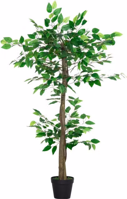 Pianta Artificiale Albero del Tè Outsunny con Vaso in Cemento, Verde, Altezza: 120 cm – 1