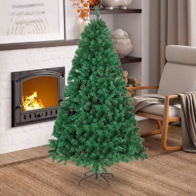 Izrielar 210cm Albero di Natale Artificiale Abete con 900 punte aghi in PVC Supporto in metallo e sistema pieghevole Albero di Natale Verde