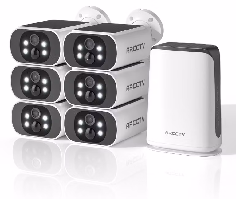Kit di telecamere di sicurezza con 6 telecamere - Sistema di videosorveglianza WiFi HD 1080p per esterni con 6TB di spazio di archiviazione