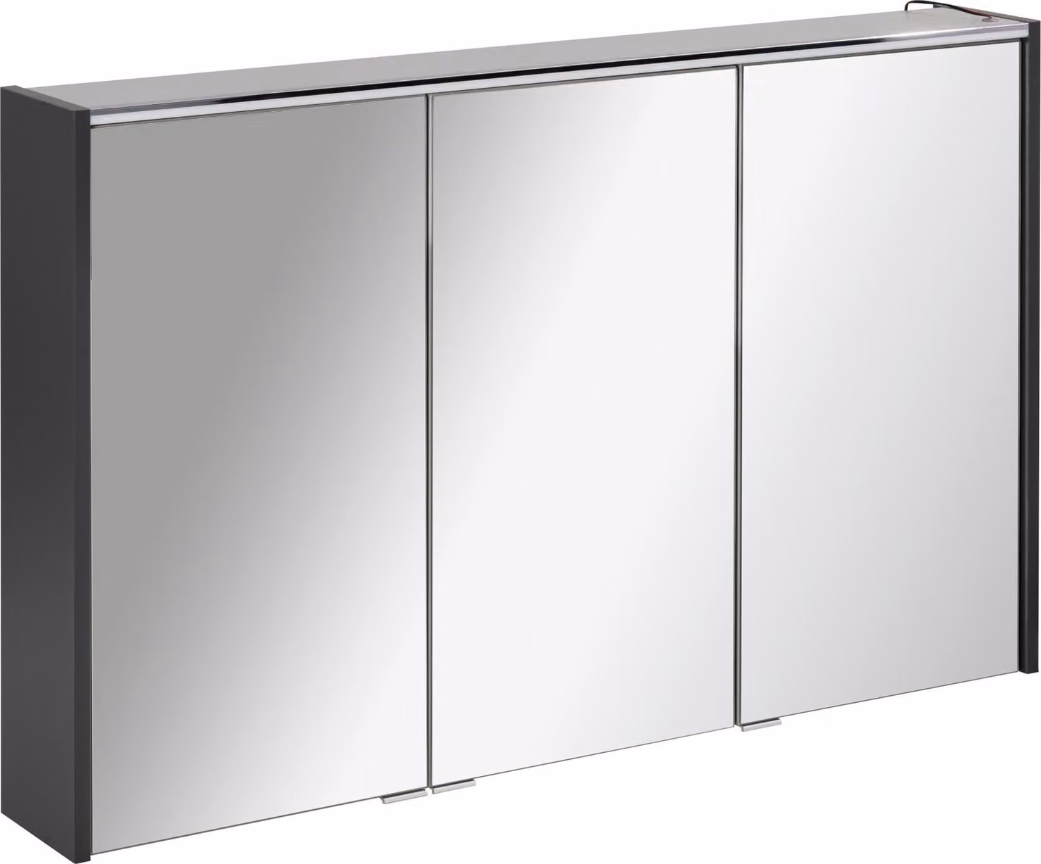 FACKELMANN Armadio a specchio LED DENVER / Armadio da bagno con cerniere a chiusura ammortizzata / Dimensioni (L x A x P): circa 110 x 68,5 x 16 cm / Armadio di alta qualità con specchio e illuminazione per il bagno / Corpo: grigio