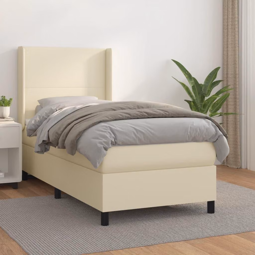 Maison Exclusive - Letto boxspring con materasso color crema 80x200 cm in ecopelle