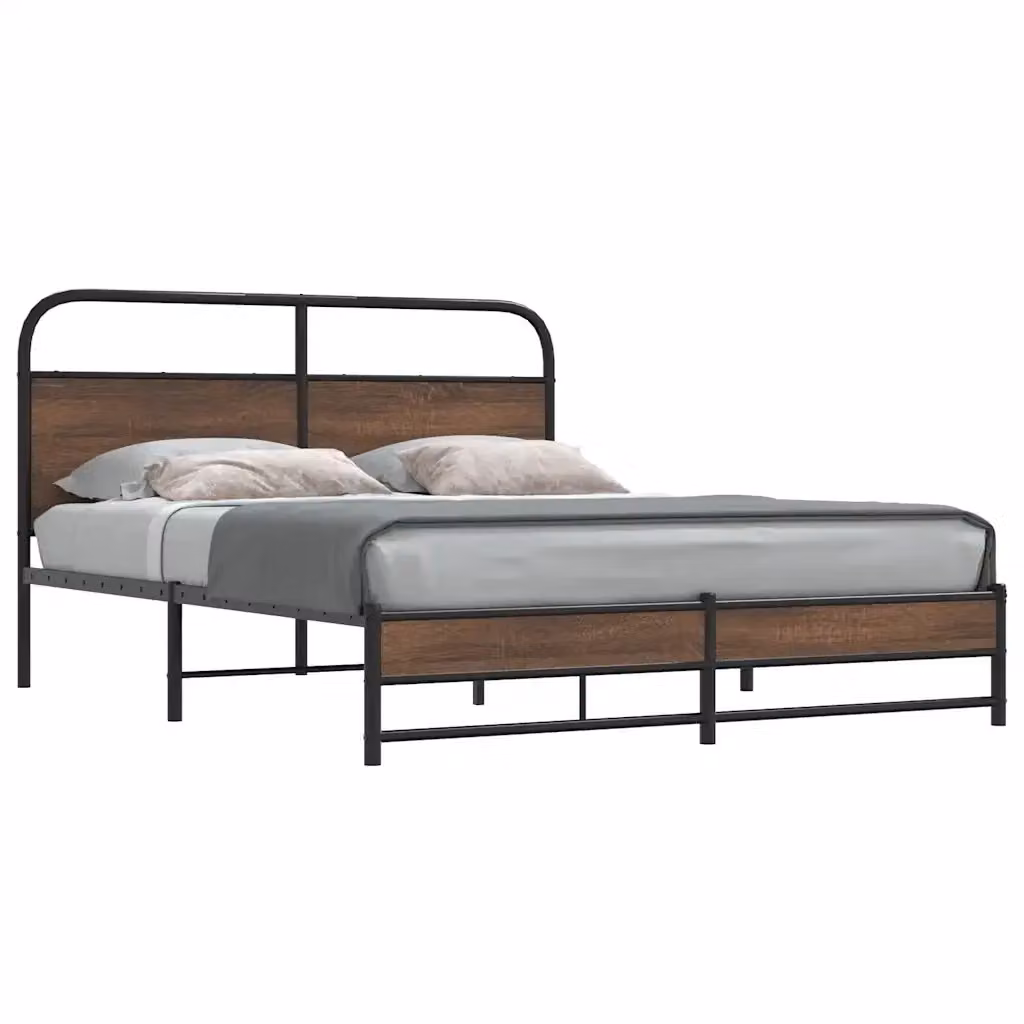 Letto matrimoniale in metallo e MDF color marrone rovere L/P/H: 207 x 166 x 100 cm – 2