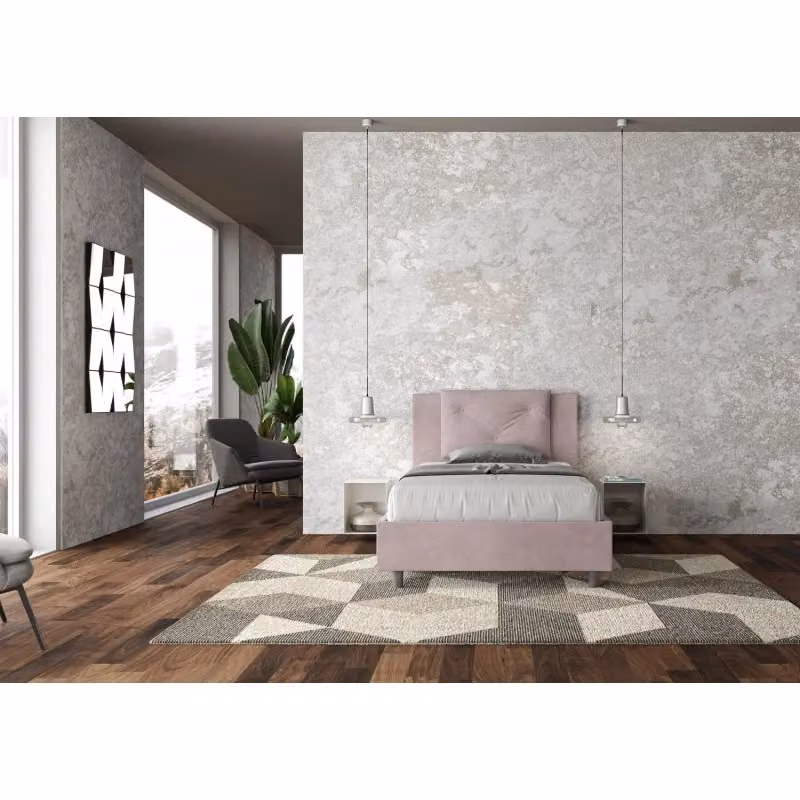 Letto imbottito Appia Ityhome in microfibra con rete, L/P/H: 110 x 200 x 125 cm – 2