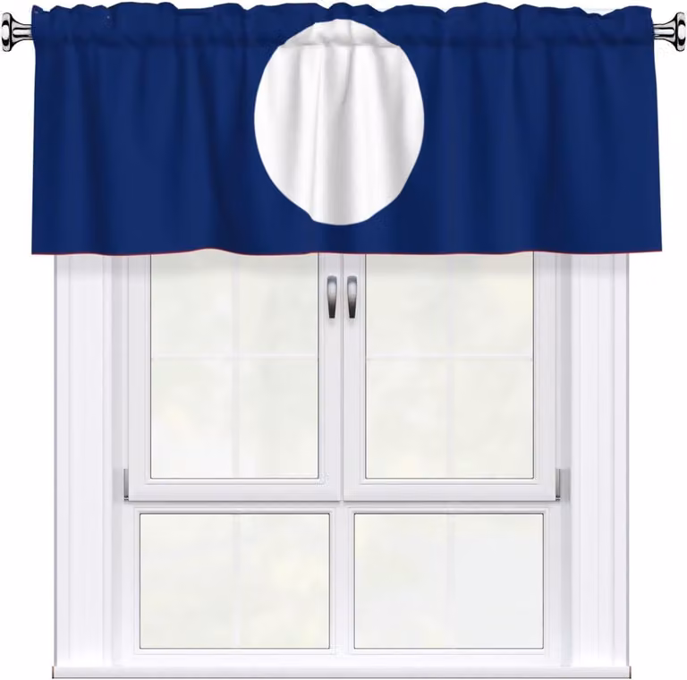 Volant decorativo con il motivo della bandiera del Laos, dimensioni 137,2 x 45,7 cm, facile da applicare, ideale per decorare finestre in cucine, camere da letto e altri ambienti