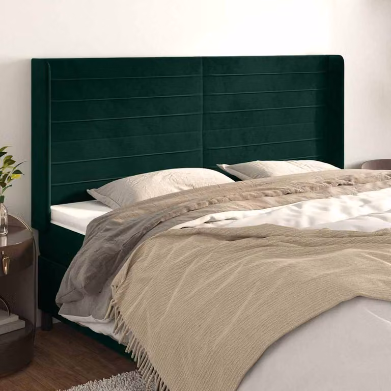 Testiera ad orecchio vidaXL in velluto verde scuro L: 163 cm, P: 16 cm, H: 118/128 cm
