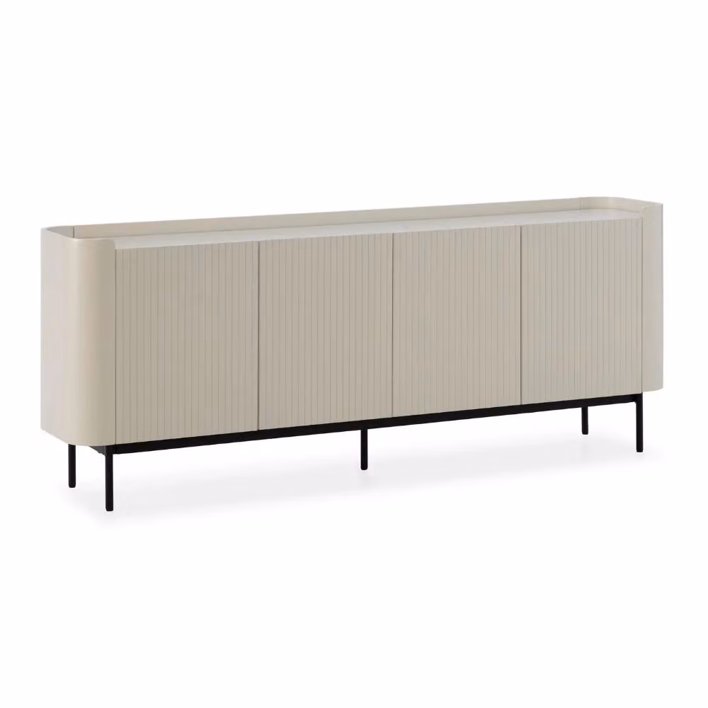 Credenza Willa Veriaffari con 4 ante effetto cannettato beige L: 200 cm, P: 40 cm, H: 80 cm – 2