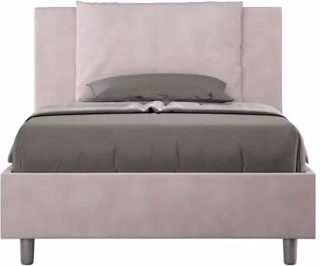 Letto una piazza e mezza con rete imbottito 120x210 microfibra glicine Antea