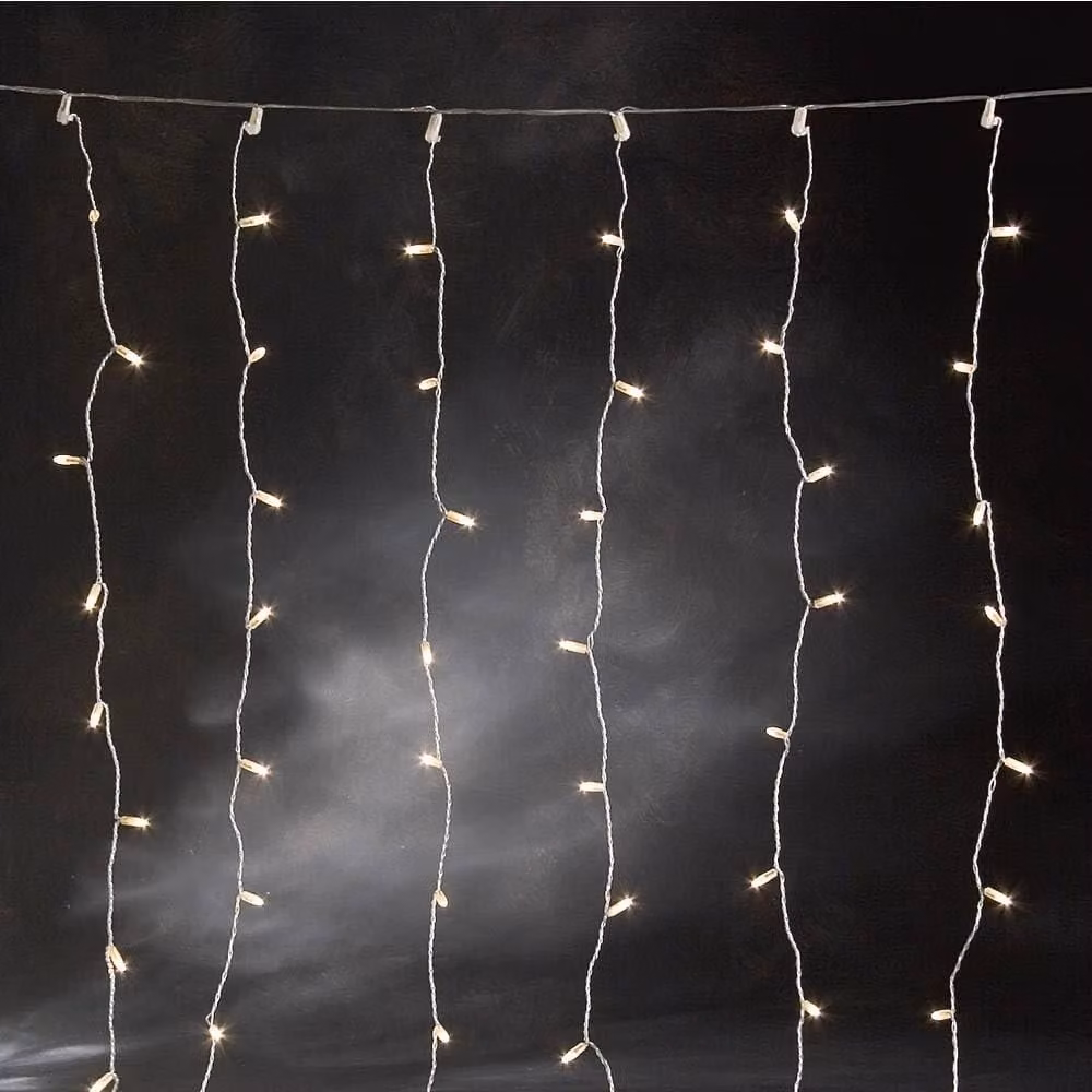 Tenda luminosa, 160 luci brillanti, 24 V, grado di protezione IP44, cavo trasparente