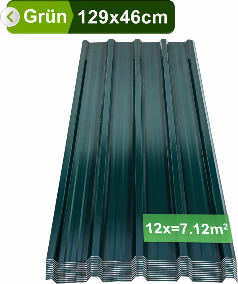 Pannelli per tetti in lamiera grecata 12/24/36 pezzi 129x46cm, lamiera profilata in acciaio zincato lamiera ondulata - verde 7㎡ 12x